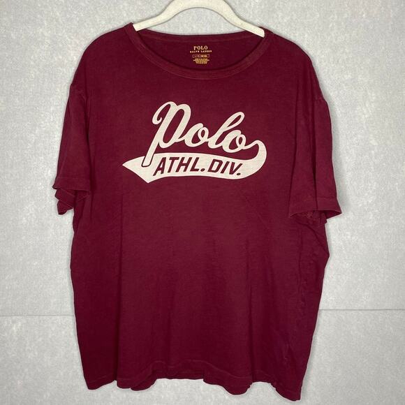 Polo Ralph Lauren T-Shirt Mens/Womens Sz Large in Burgundy Athlete Division - Picture 1 of 4